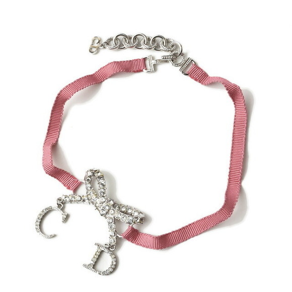 Christian Dior Dior Pink Silver Rhinestone Necklace Choker - Picture 1 of 7